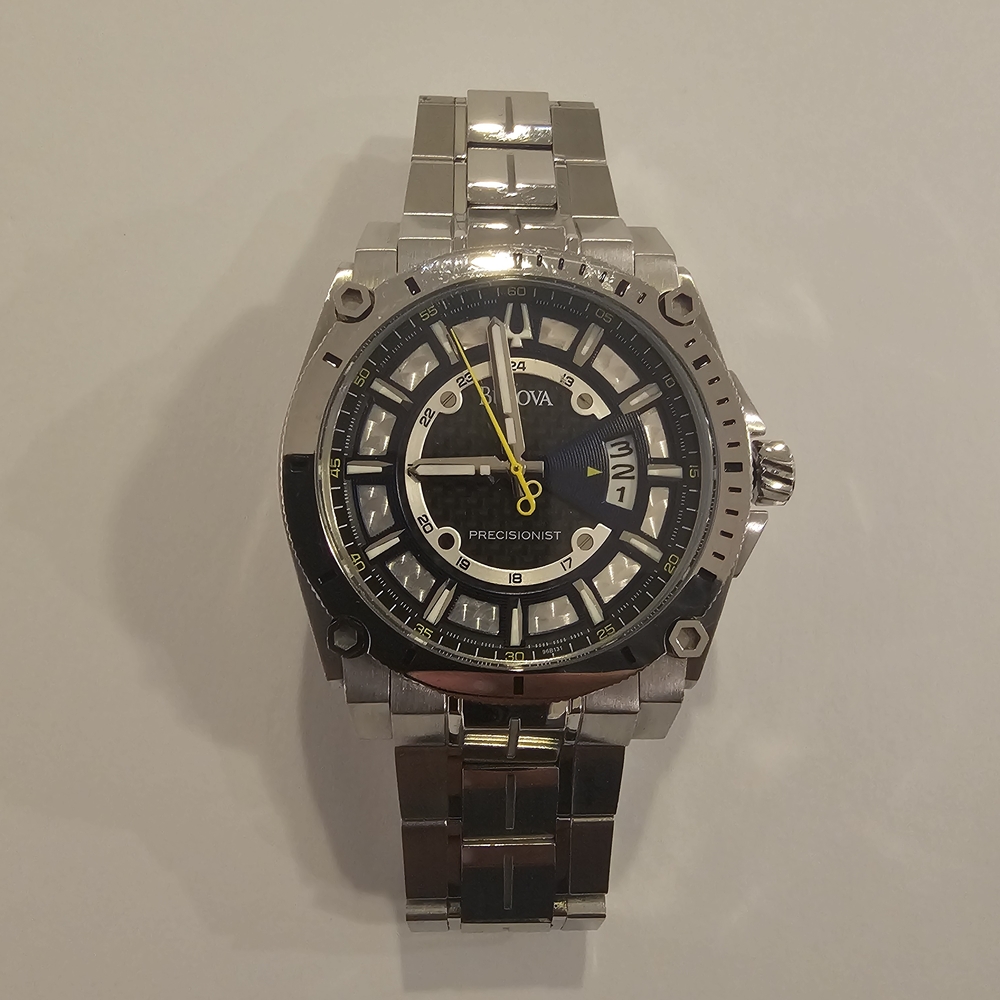 Bulova Precisionist Silver and Black Watch